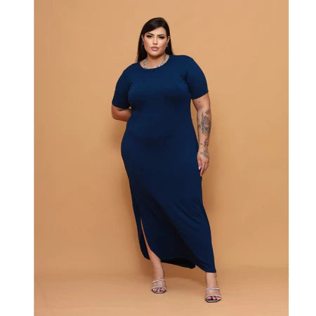 Vestido Mariana Longo Plus Size Com fenda