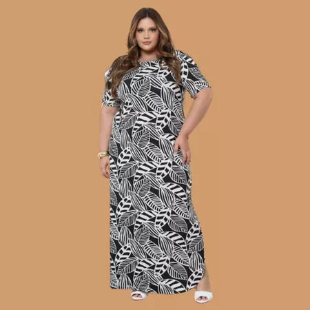 Vestido Mariana Longo Plus Size Com fenda