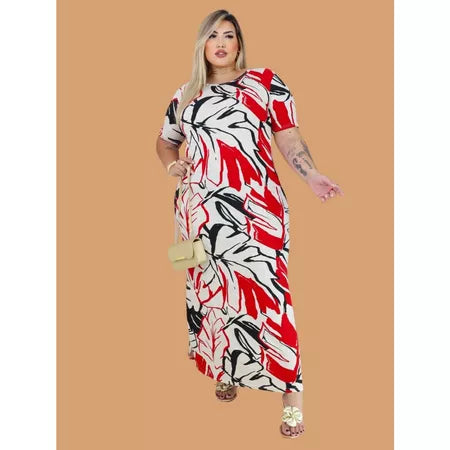 Vestido Mariana Longo Plus Size Com fenda
