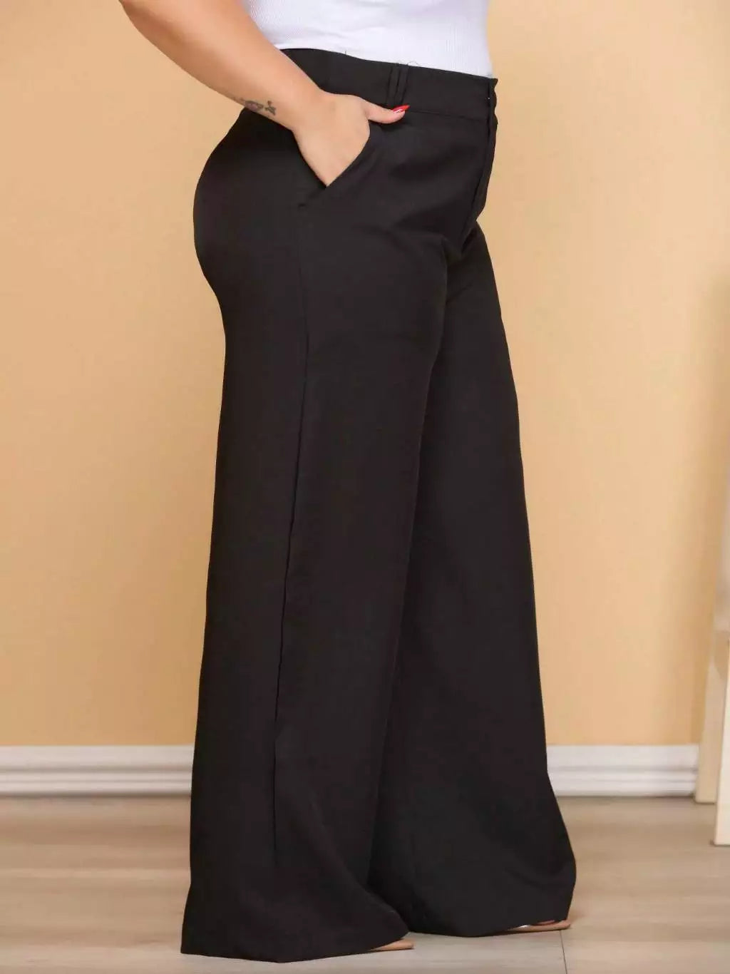 Kit 2 Calça Pantalona Alfaiataria Plus Size com Cinto