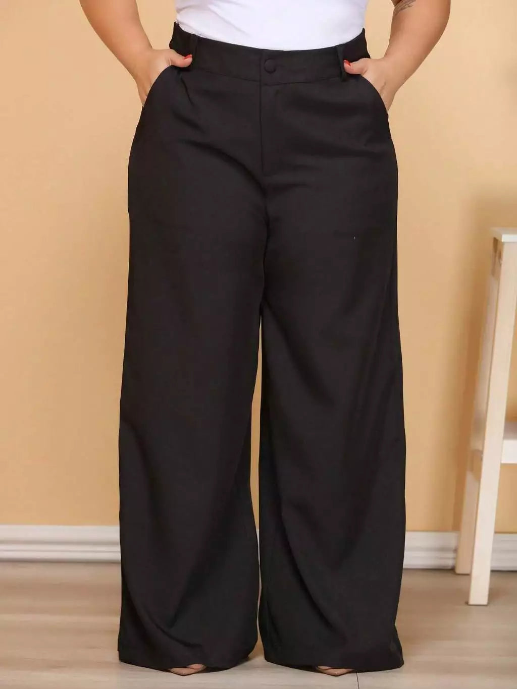 Kit 2 Calça Pantalona Alfaiataria Plus Size com Cinto