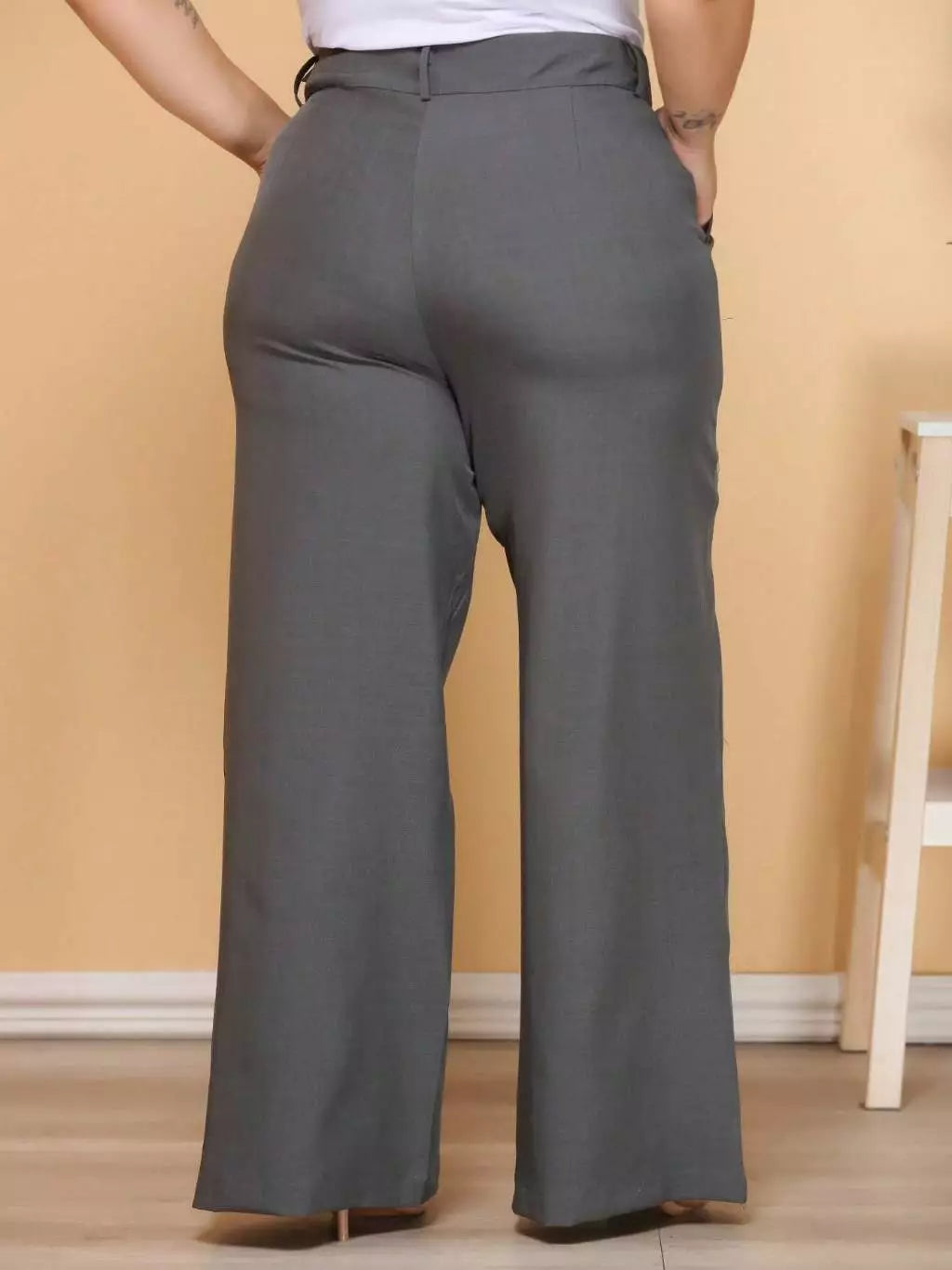 Kit 2 Calça Pantalona Alfaiataria Plus Size com Cinto