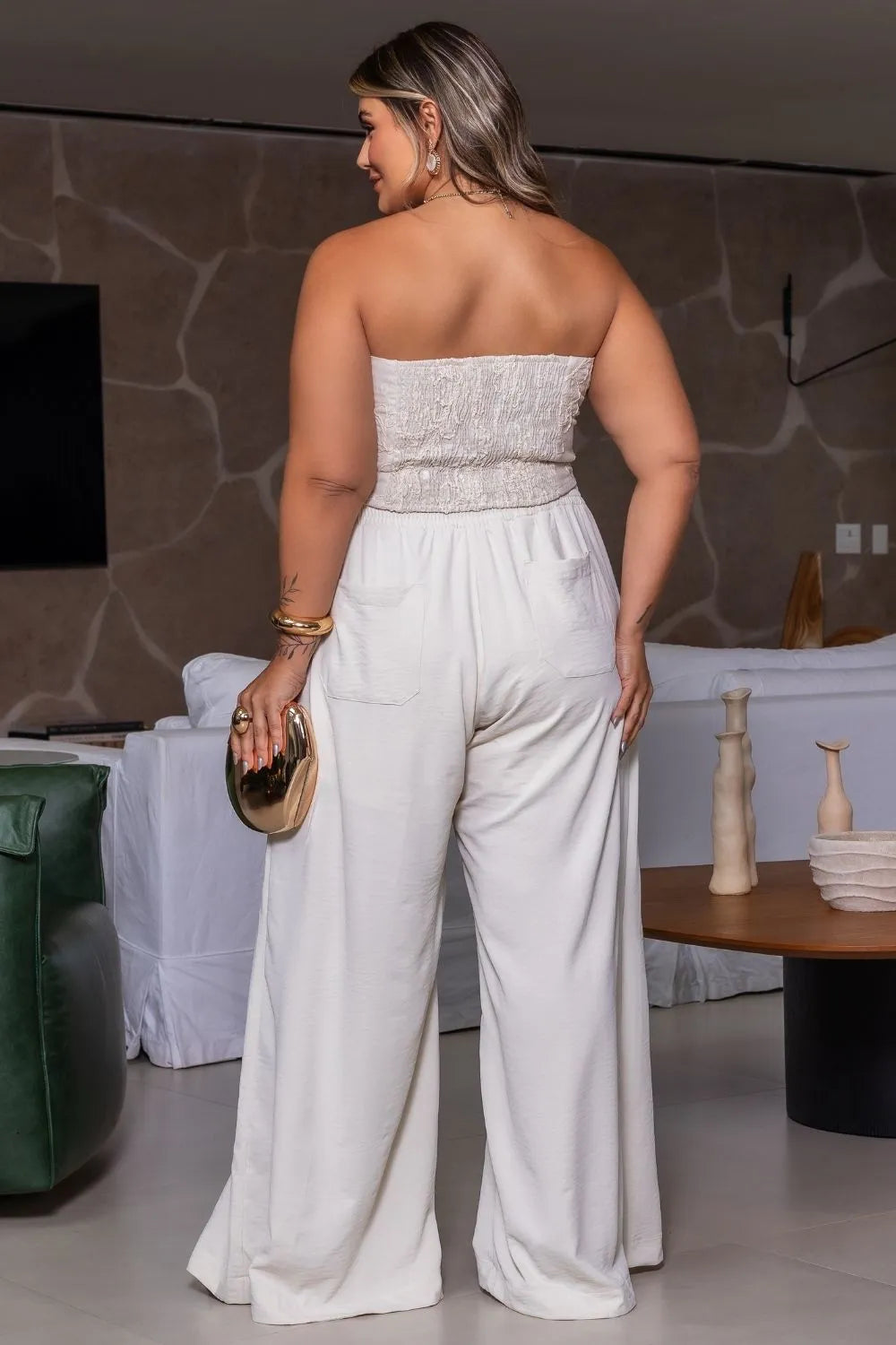 Calça Pantalona Plus Size com Recortes Elegante | Curvely