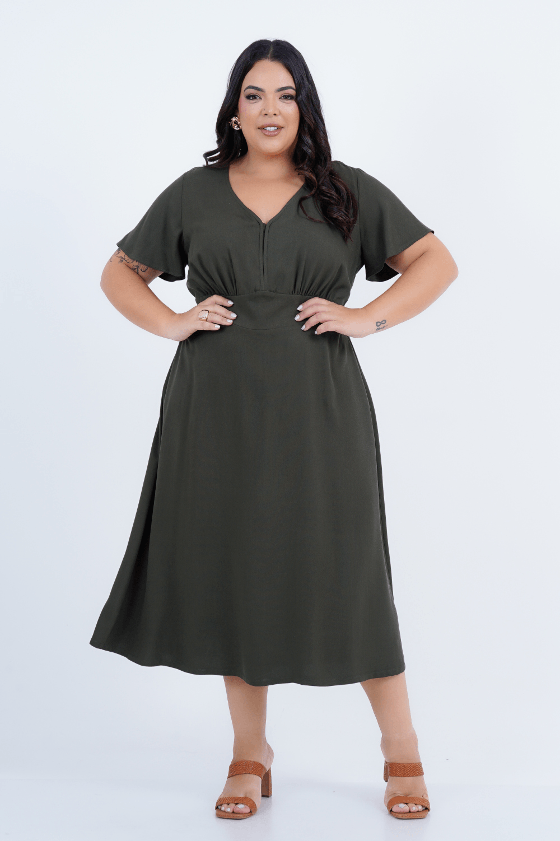 Vestido Midi Plus Size Conforto Diário – 100%Viscose Leve