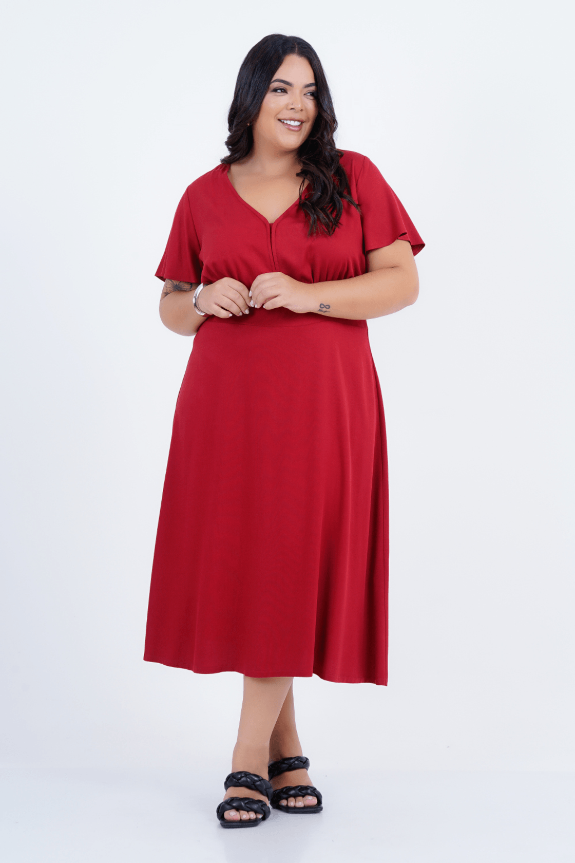 Vestido Midi Plus Size Conforto Diário – 100%Viscose Leve