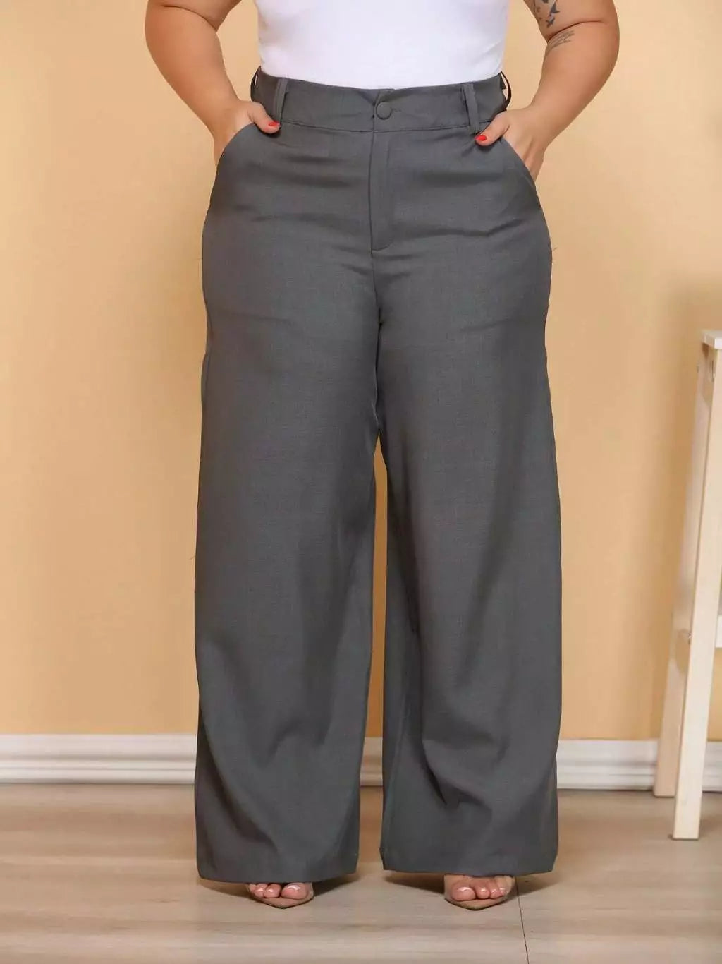 Kit 2 Calça Pantalona Alfaiataria Plus Size com Cinto