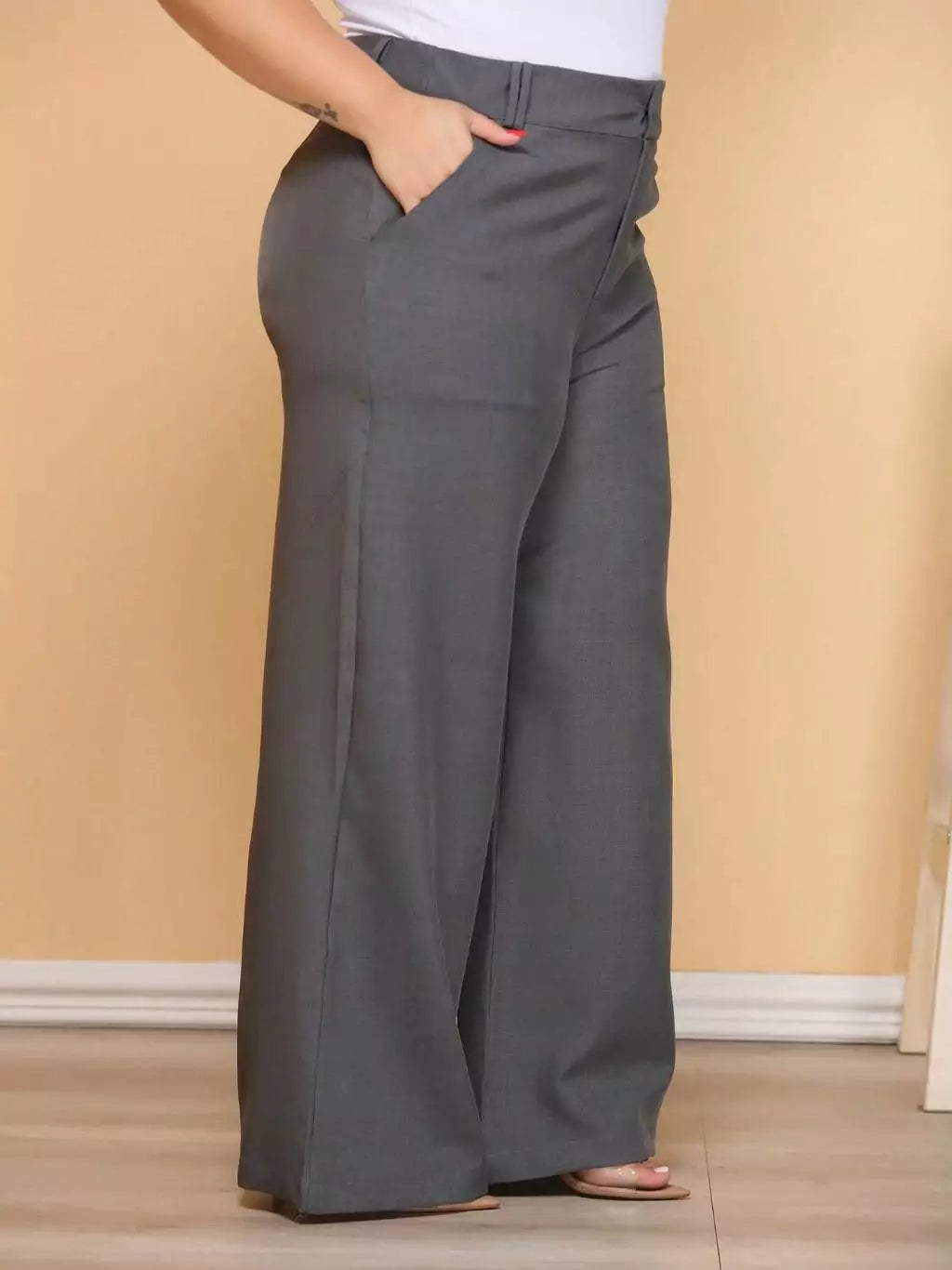 Kit 2 Calça Pantalona Alfaiataria Plus Size com Cinto